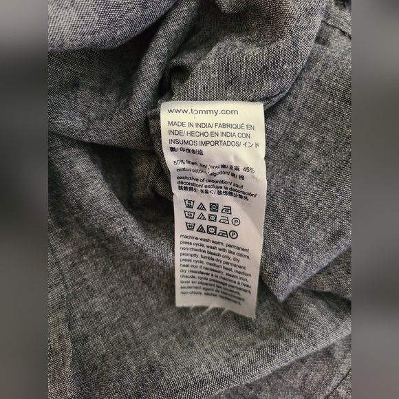 Short Sleeve Button Down Gray Shirt Top Size M Tommy Hilfiger - Picture 5 of 6
